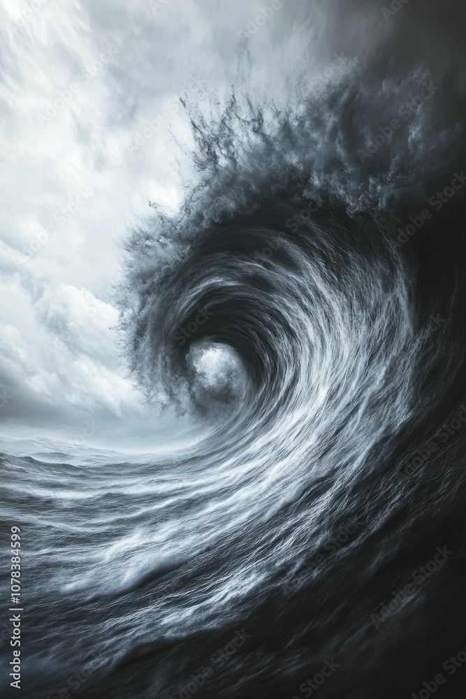 A large wave crashing in a stormy sea. A large wave crashing in a stormy sea.