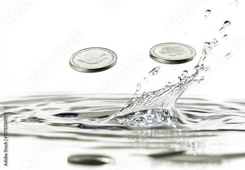 Coins in Water. photo