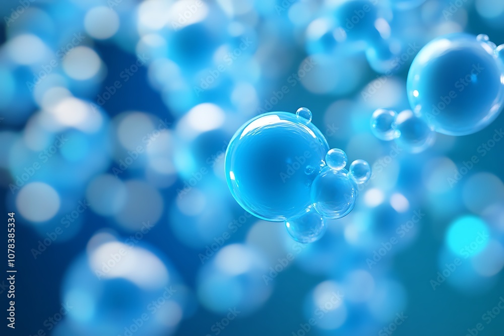 Soft glowing blue particles floating Soft glowing blue particles floating