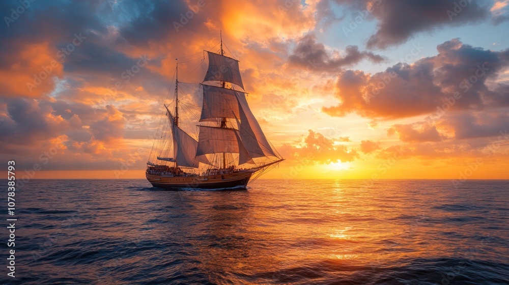 Fototapeta premium Sailing into the Golden Sunset