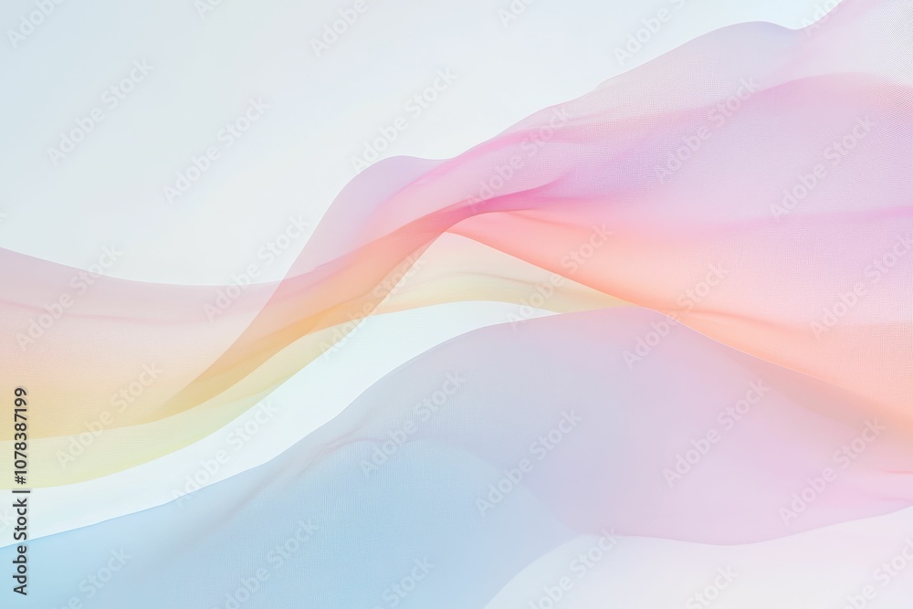 Fototapeta premium Abstract pastel waves on white background.