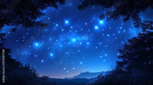 Clear night sky dotted with bright stars of various sizes, a peaceful and expansive view of the celestial landscape."