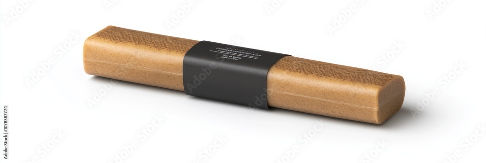 A cylindrical wooden object wrapped in black, likely a rolling pin or similar kitchen tool. A cylindrical wooden object wrapped in black, likely a rolling pin or similar kitchen tool.
