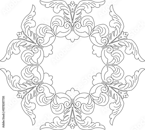 Sketch vector illustration silhouette design ornate painting decoration ornament abstract modern classic vintage ethnic floral traditional 