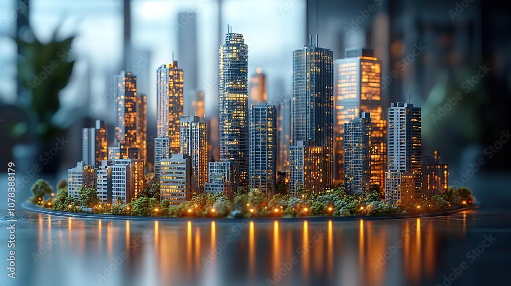 Obraz premium modern city on the mobile phone 3d rendering