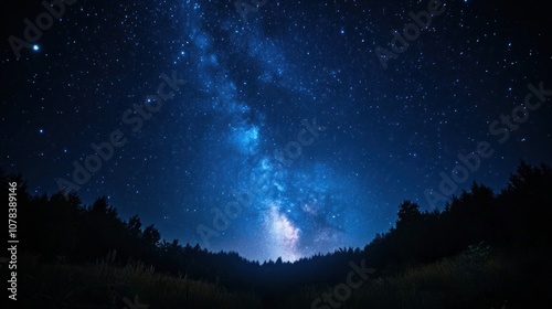 Deep night sky full of glowing stars, distant constellations visible in the dark space, peaceful ambiance with no moon."