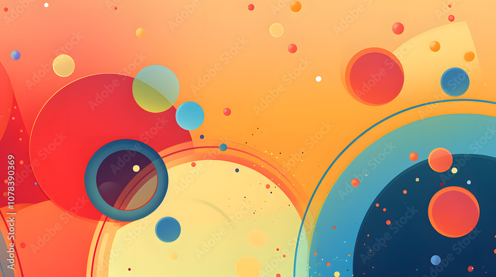 Artistic Geometric Pattern with Vibrant Circles and Soft Tones Artistic Geometric Pattern with Vibrant Circles and Soft Tones