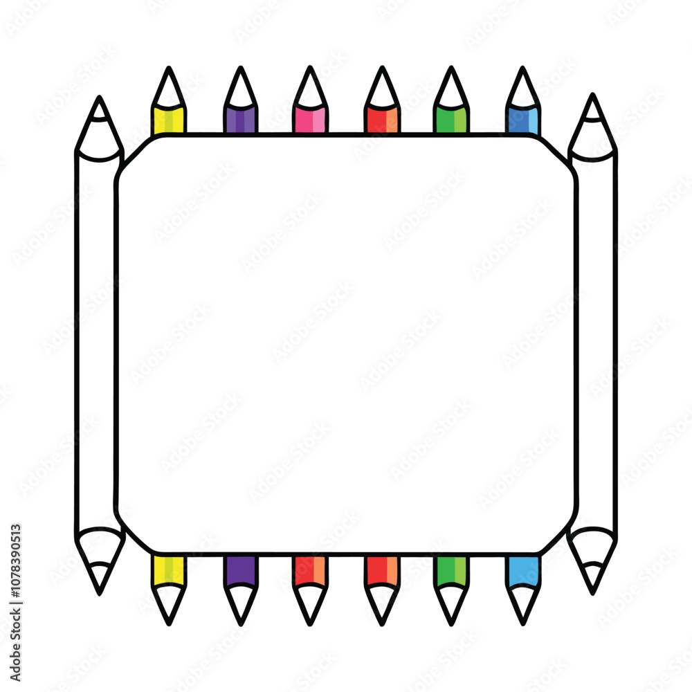 Rectangle Frame Made of Colored Pencils Graphic Design. Rectangle Frame Made of Colored Pencils Graphic Design.