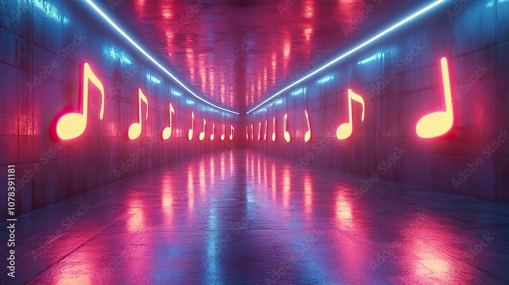 music notes with dark neon light effect 3d rendering music notes with dark neon light effect 3d rendering