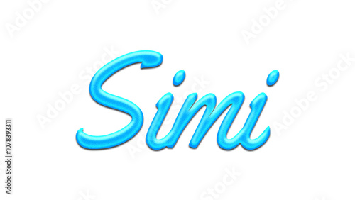 Glowing blue effect of name Simi on white background.