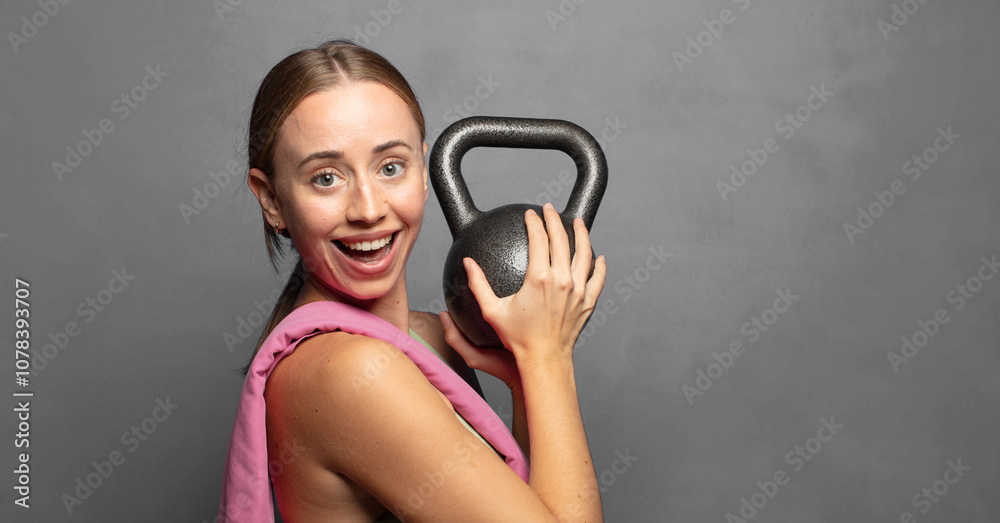 blonde fitness woman lifting a dumbbell blonde fitness woman lifting a dumbbell