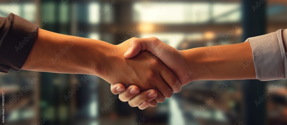 Two hands shaking in a business deal or agreement. Two hands shaking in a business deal or agreement.