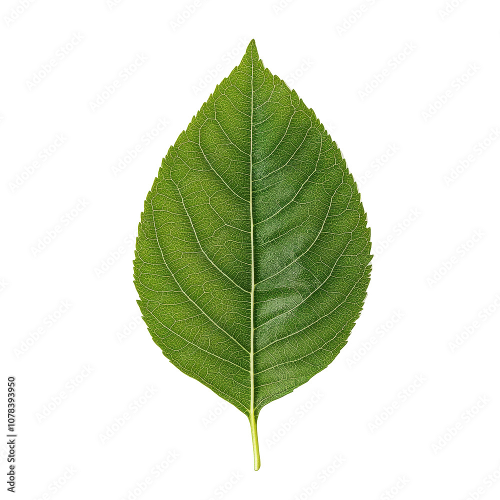 Close-up of a green leaf with detailed veins on a white background, highlighting texture and symmetry. Close-up of a green leaf with detailed veins on a white background, highlighting texture and symmetry.