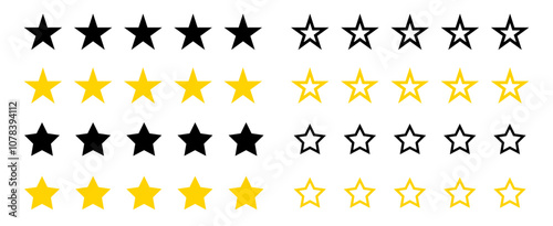 Stars icin. Star rating vector isolated icon. Customer service rating. Rating satisfaction. Vector illustration