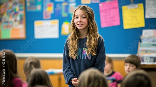 Teacher using speech-to-text technology to help students with learning disabilities engage in lessons, voice recognition tools supporting comprehension.