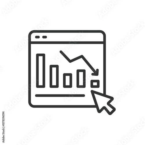 Stock market is falling, icon in line design. Stock, market, falling, decline, crash, loss, decrease on white background vector. Stock market is falling editable stroke icon