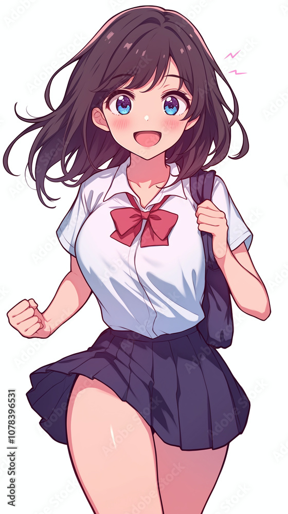 Anime Schoolgirl with a Positive Expression Anime Schoolgirl with a Positive Expression