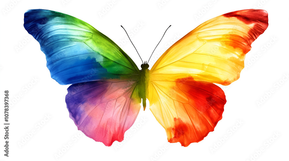 Photo of a rainbow butterfly on white background, Color butterfly , isolated on white, Butterfly - Rainbow Wings, Simple Abstract , different colors of butterfly explain the beauty of nature
Photo of a rainbow butterfly on white background, Color butterfly , isolated on white, Butterfly - Rainbow Wings, Simple Abstract , different colors of butterfly explain the beauty of nature
