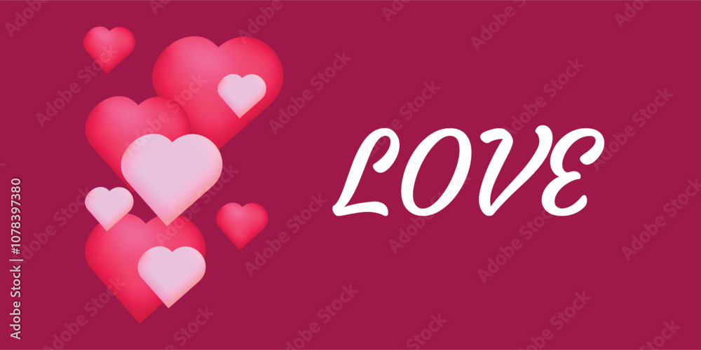Valentine's Day card. Romance greeting banner for web design, print. Vector illustration. Valentine's Day card. Romance greeting banner for web design, print. Vector illustration.