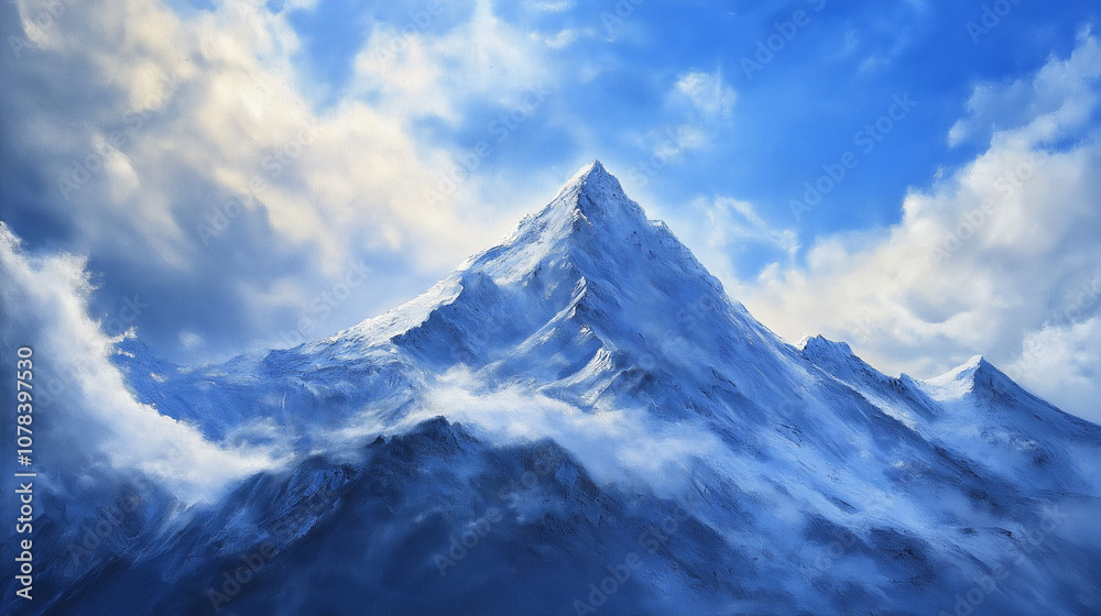 clouds over the mountains, mountains and clouds, Blue snow-capped mountains, mountain range, natural landscape