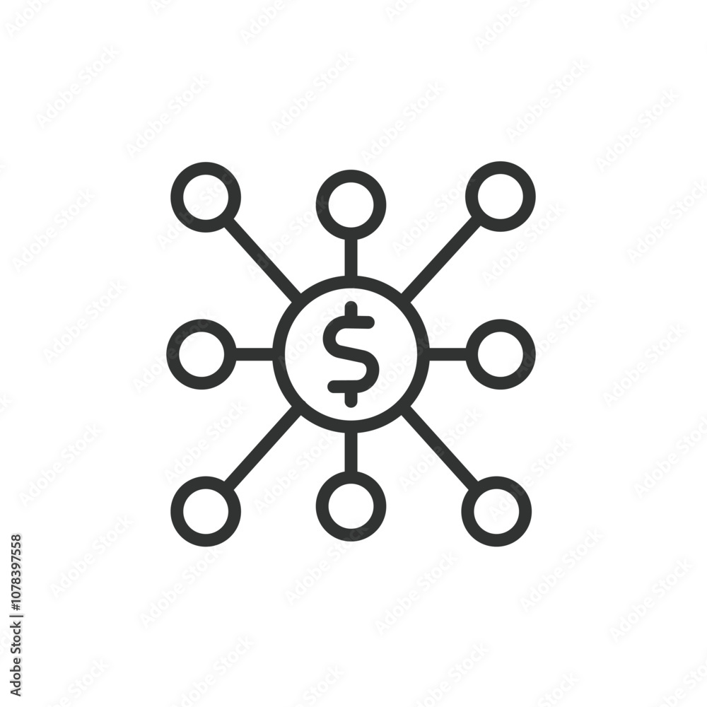 Diversification business, icon in line design. Diversification, business, strategy, growth, investment, risk, market on white background vector. Diversification business editable stroke icon