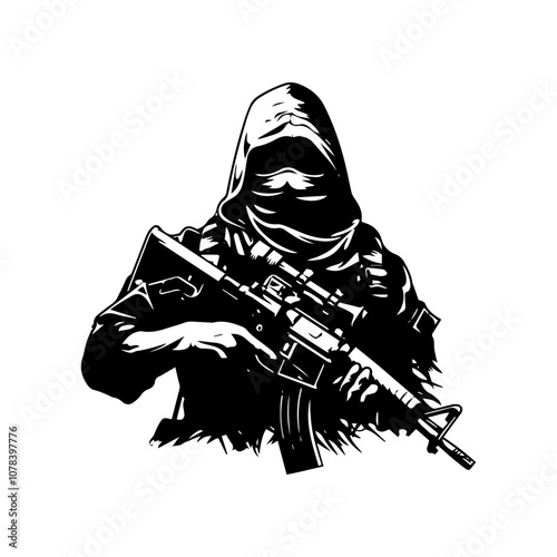 SImple Vcetor Line Art Black ANd WHite Tactical Logo
