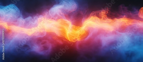 Abstract colorful smoke on a dark background.