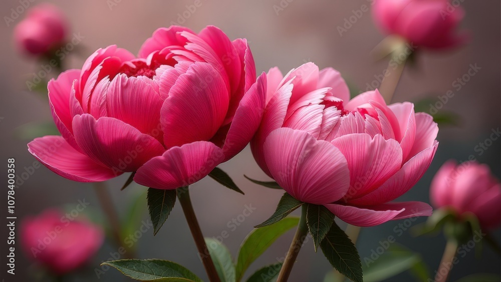 Obraz premium Buds of lush peonies on a dark background.