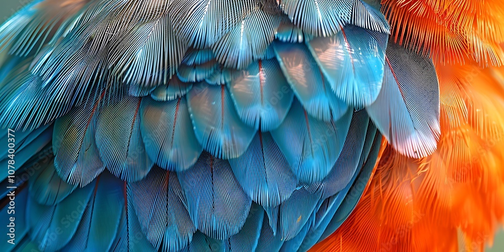 Obraz premium Colorful feathers of a scarlet macaw (Ara ararauna)