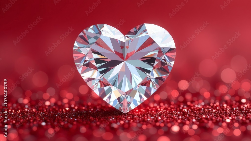 Fototapeta premium Valentine card with diamond heart.