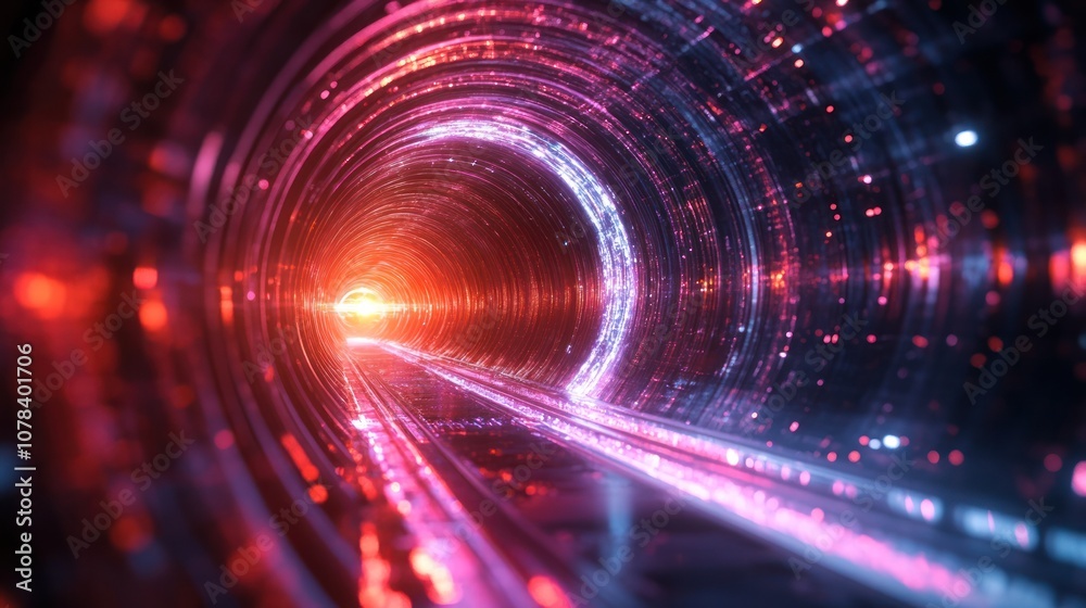 Obraz premium A futuristic depiction of quantum teleportation, illustrating the transfer of information instantaneously across distances.