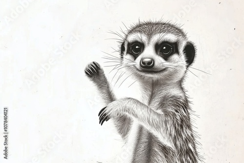 Wallpaper Mural Minimalistic art of a curious meerkat with raised paw Torontodigital.ca