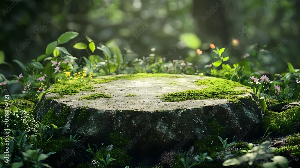 Outdoor nature stone booth poster background