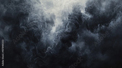 Shadowy black smoke clouds with soft, swirling forms, filling the background with intensity