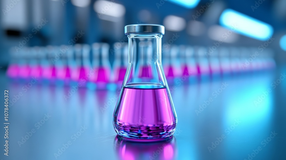 Realistic 3D organic reaction in lab; illuminated carbon chains Use vibrant colors Realistic 3D organic reaction in lab; illuminated carbon chains Use vibrant colors