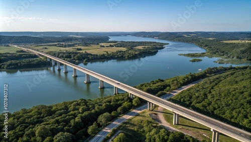 Wallpaper Mural Aerial View of a Modern Bridge Spanning a River with Lush Greenery Surrounding It, Perfect for Nature Lovers and Architecture Enthusiasts, Ideal for Travel and Landscape Photography Torontodigital.ca