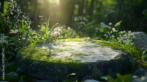 Outdoor nature stone booth poster background