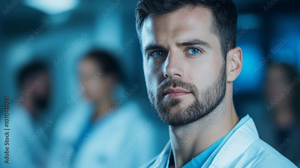Obraz premium Medical professionals urgently communicating patient data in life-saving scenario Use cool palette