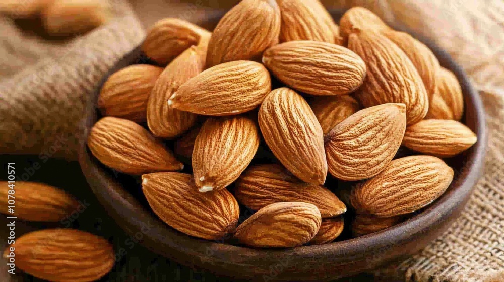 Fototapeta premium Discover the rich texture and natural golden hue of healthy almonds