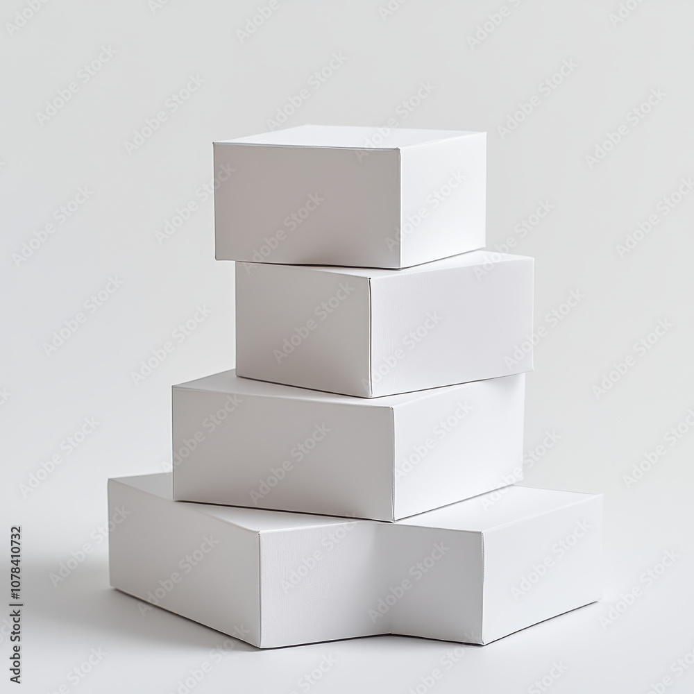 Fototapeta premium Stacked White Boxes in Minimalist Setting