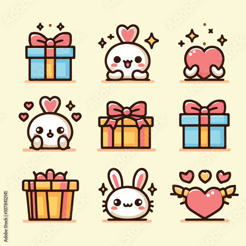 gift icon illustration set
