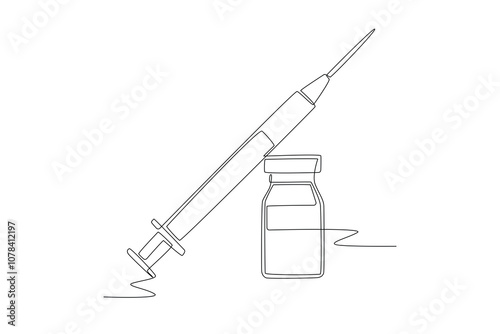 Insulin Serum. Medicine concept one-line drawing