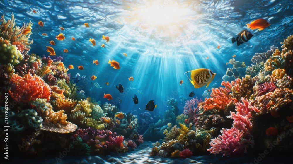 Fototapeta premium Explore dynamic ocean currents flowing through vibrant blue waters