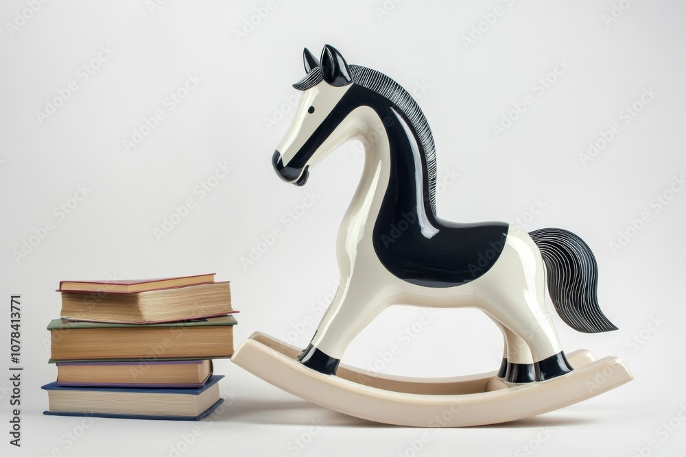 Glossy White Rocking Horse Illustration Glossy White Rocking Horse Illustration