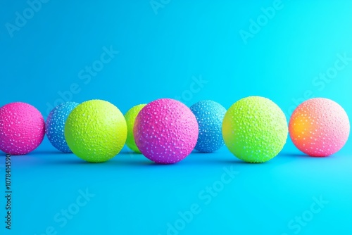 Vibrant Neon Bouncing Balls Illustration