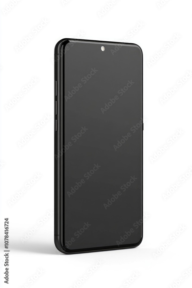 Black cell phone with a black screen. The phone is laying on its side Black cell phone with a black screen. The phone is laying on its side