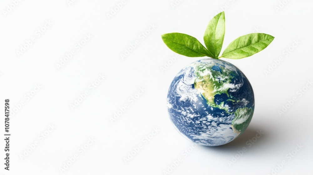 A small globe with a leaf on top of it A small globe with a leaf on top of it