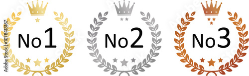 Number one crown laurel vector icon illustration.