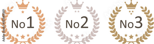 Number one crown laurel vector icon illustration.