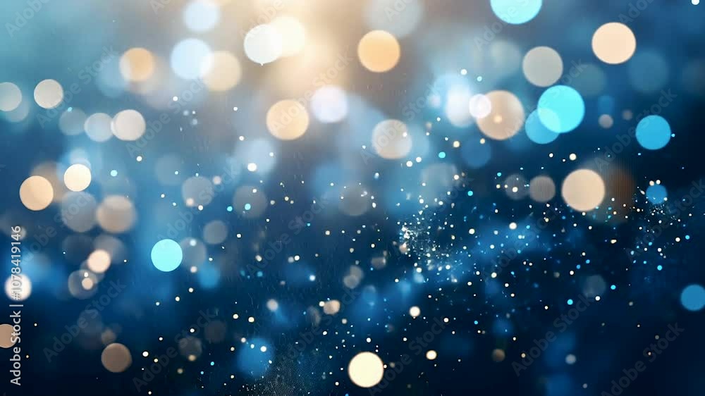 Animated Blue bokeh abstract background with shiny lights for Christmas design